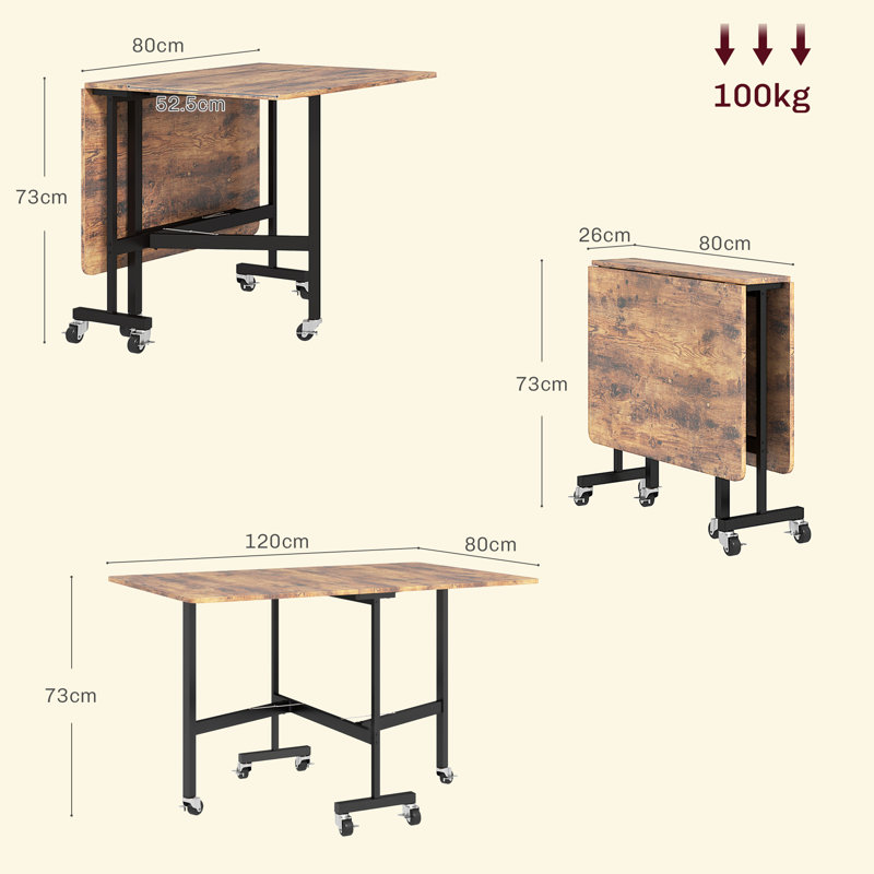 Metal Base Dining Table, Rustic Brown