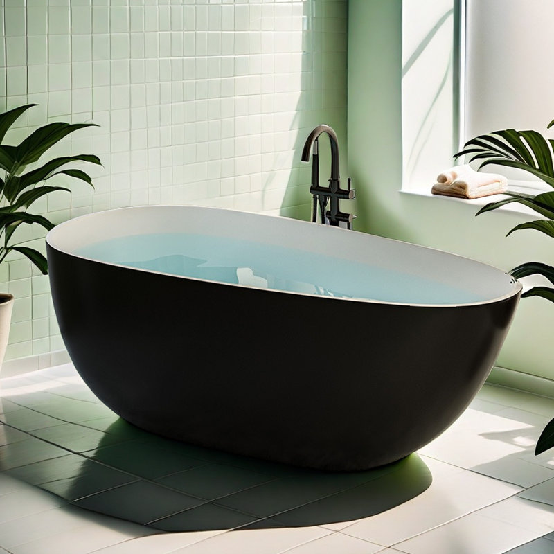 62.99 x 31.5 Bathtub, Black/White