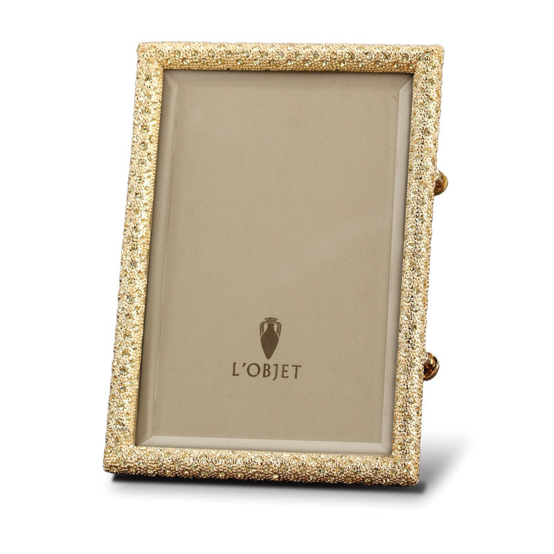 L'objet Rectangular Pave Frame, Gold, 24K Gold Plated/Crystal, 8" W x 10" H