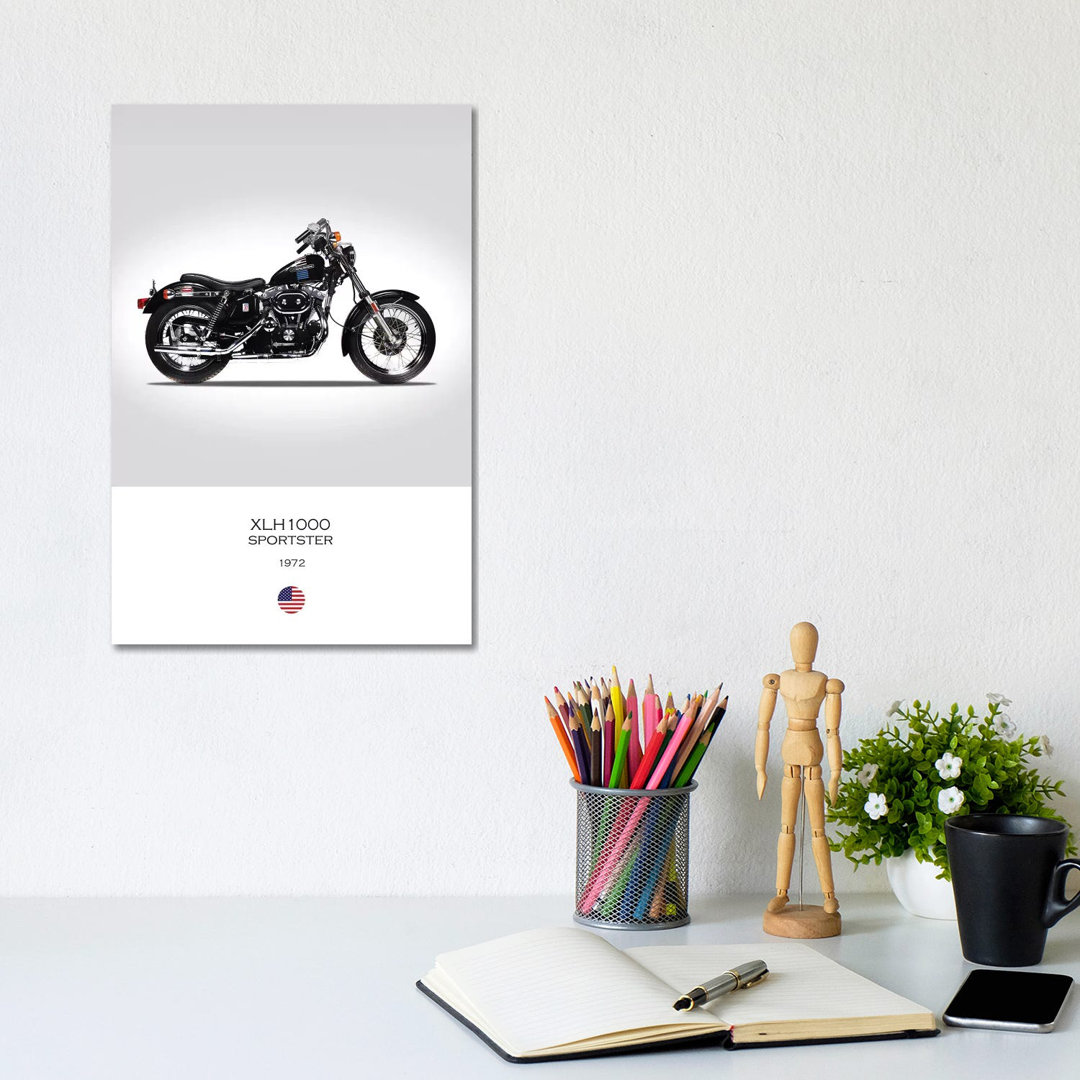 1972 Harley-Davidson XLH1000 Sportster Motorcycle by - Wrapped Canvas Graphic Art