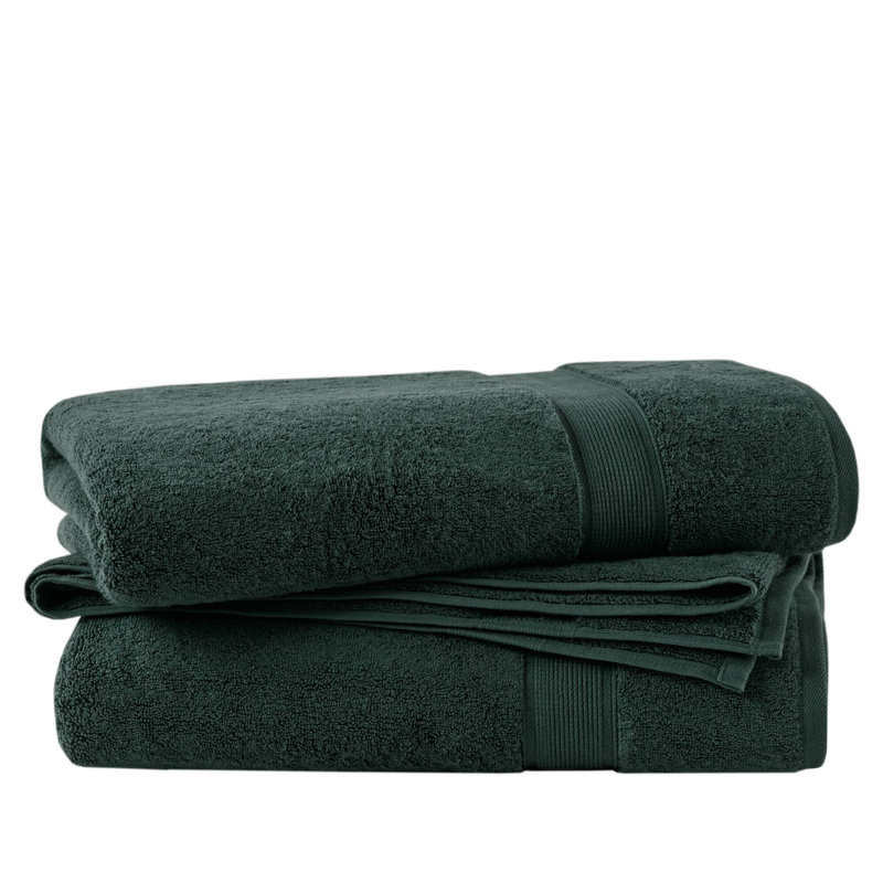 800GSM 100% Cotton Bath Sheet 2 Piece Set, Dark Green