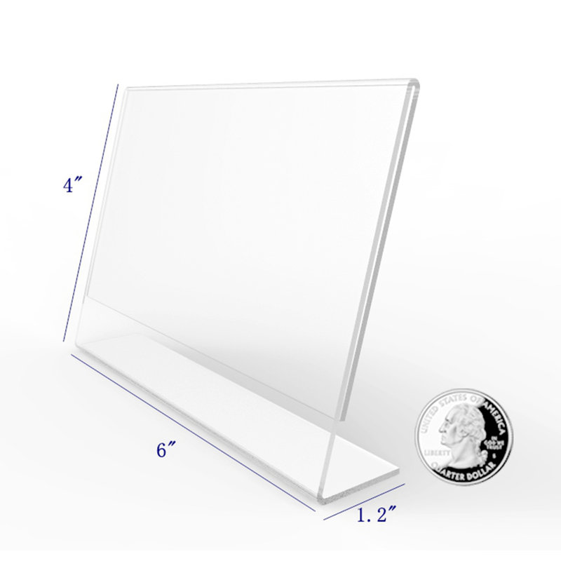 Porte-affiche en acrylique transparent 1PK, H 6 po x l 4 po x P 1,2 po