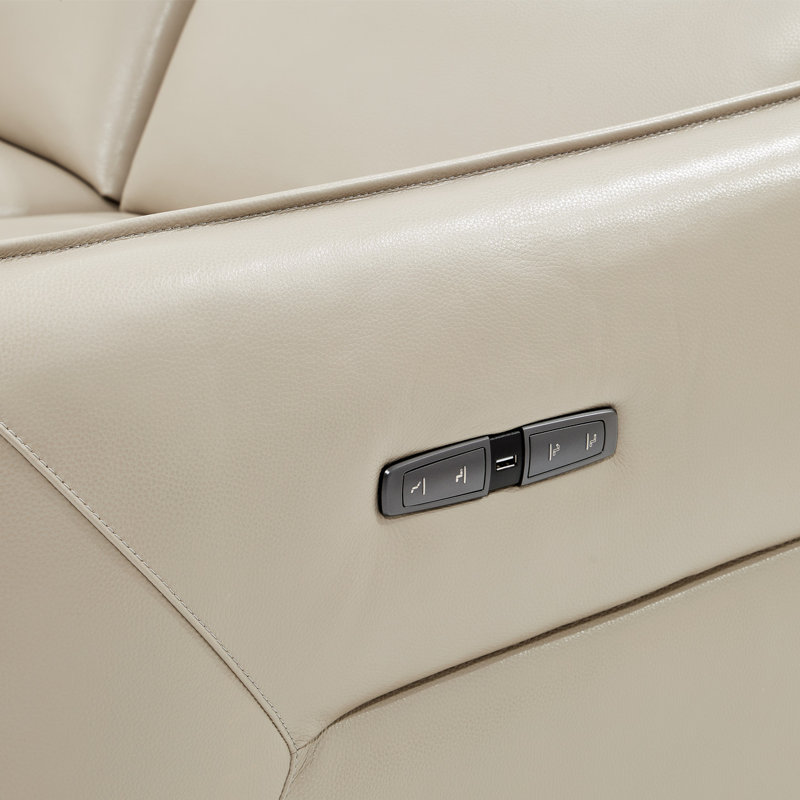 Mia Bella Sectional, Gray Genuine Leather