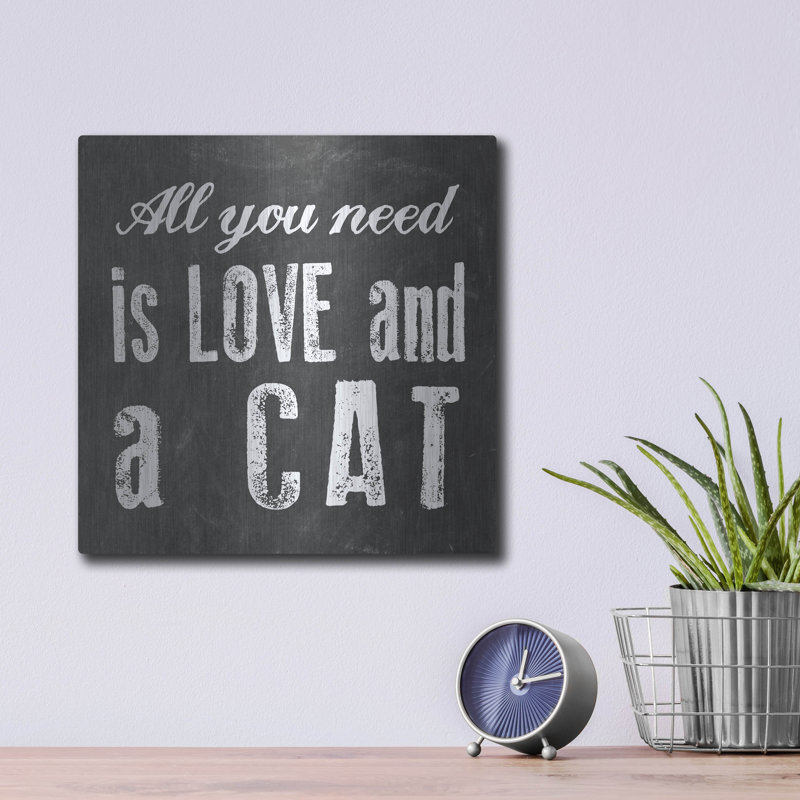  «All You Need Cat» par Erin Clark, art mural en métal, 24 po x 24 po, H 12 po x l 12 po
