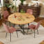 Ensemble de table de salle à manger ronde avec chaises en tissu d'ameublement en velours-1919485555-1915059176-1919485553