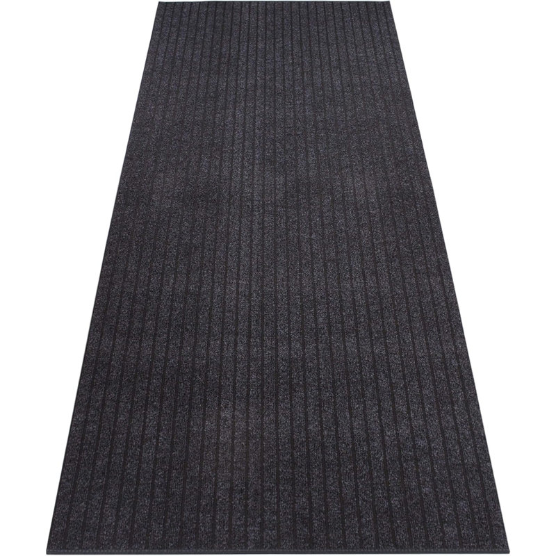 Indoor / Outdoor Striped Design Black Light Weight Low Pile Slip Resistant Rugs for Commercial, Residential Hallway