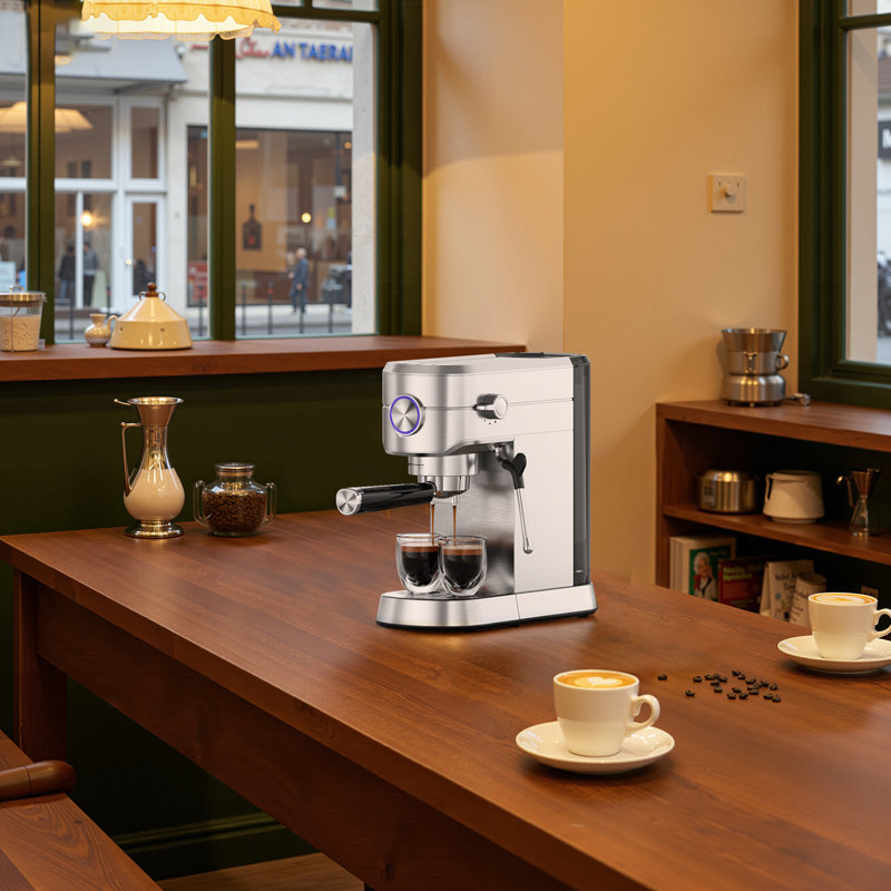 15-Bar Espresso Machine With Milk Frother Wand – Compact Design, Detachable Water Tank, Perfect For Home Latte & Cappuccino Lovers