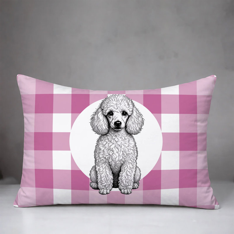 Coussin réversible intérieur / extérieur Poodle Dog, 20 po x 14 po, Magenta