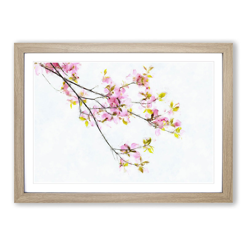 Beauty Of A Pink Cherry Blossom Tree - Single Picture Frame Painting on MDF, 24cm H x 33cm W x 2cm D, Oak