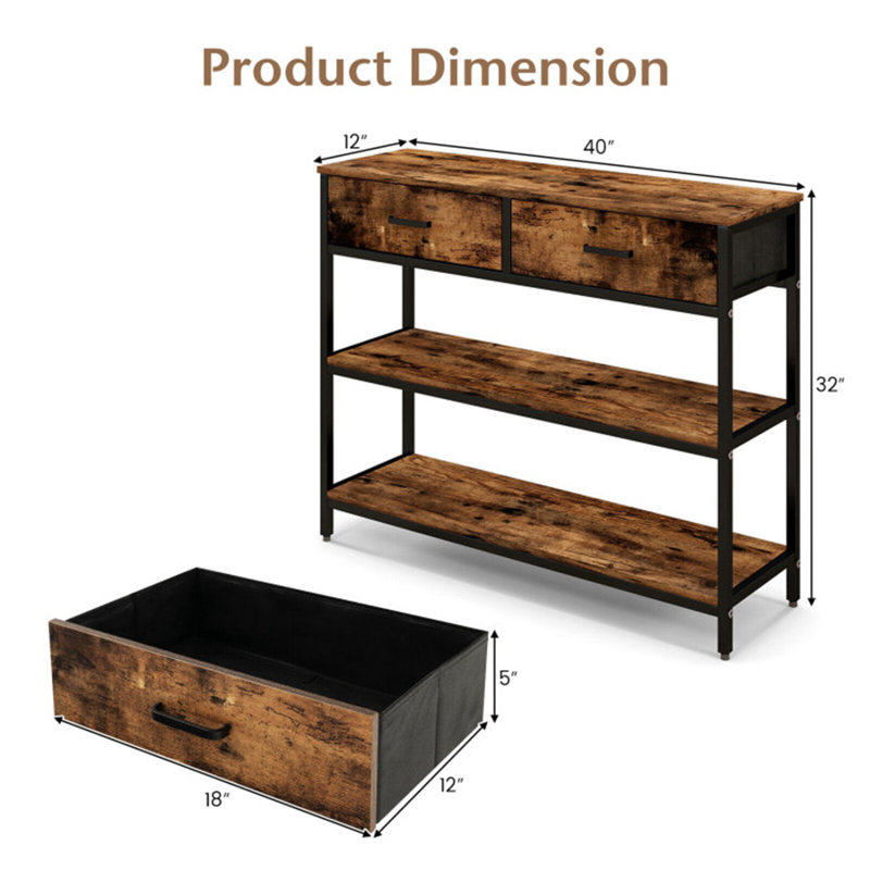 Console avec 17 tiroirs et table d'appoint avec tiroirs en tissu pliants pour le salon