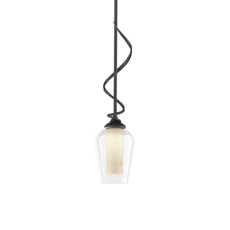 Flora 1 - Light Single Bell Pendant, Black, Opal and Seeded