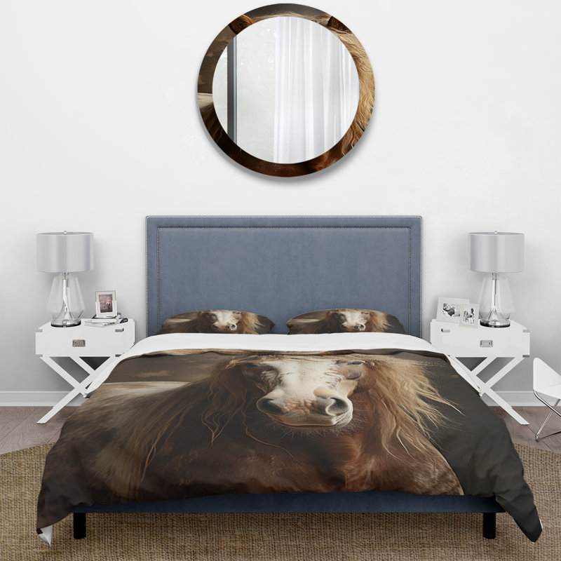 Brown Horse Harmonious Balance - Ensemble de housse de couette animaux - Microfibre de polyester