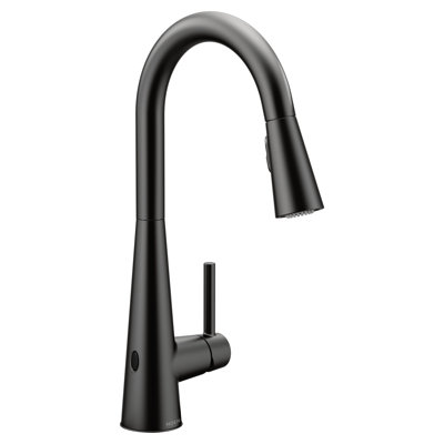 Robinet de cuisine élégant noir mat à une poignée à arc arqué à une poignée MotionSense Wave