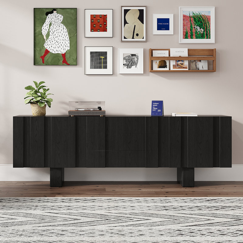 Brown Wood Modern Tv Stand, Black