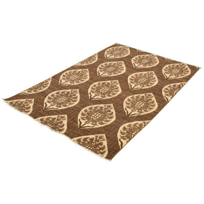 One-of-a-Kind Rectangle 6' X 9' New Age Wool Area Rug in Brown/Dark Brown