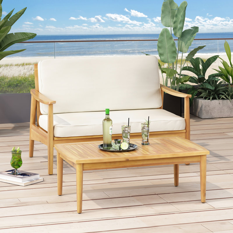 Sophisticated Wood And Coffee Table For Outdoor Settings Exotic Living, Beige