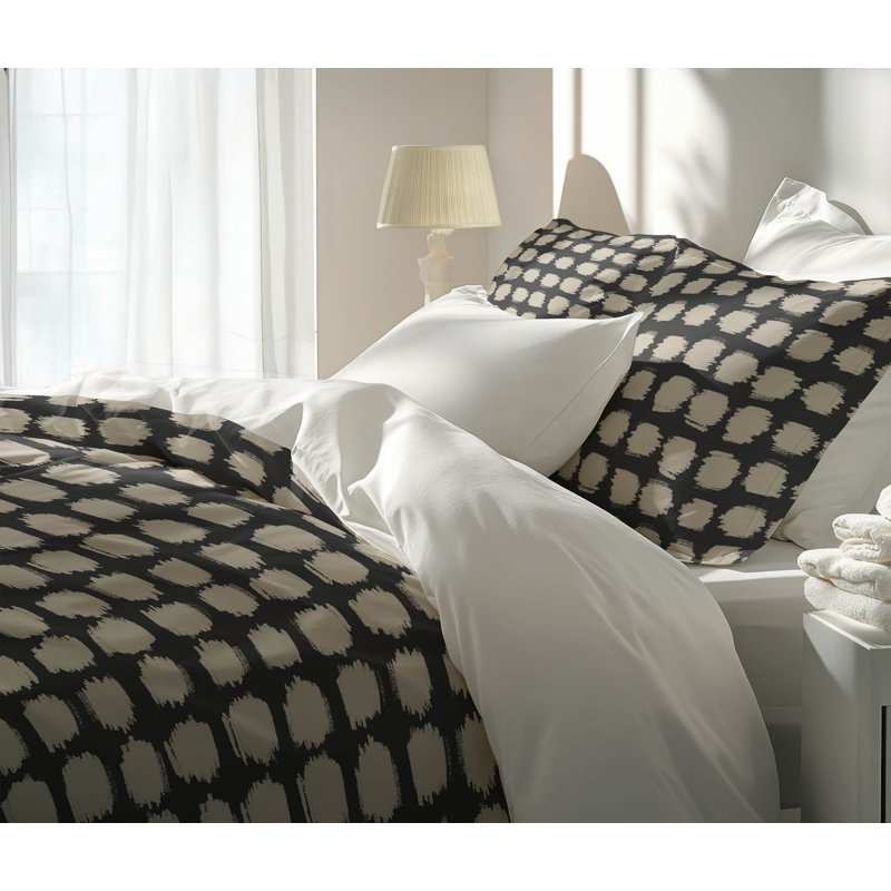 Ensemble d'édredon léger tacheté, Gris anthracite, Édredon grand + 2 taies d'oreiller standard