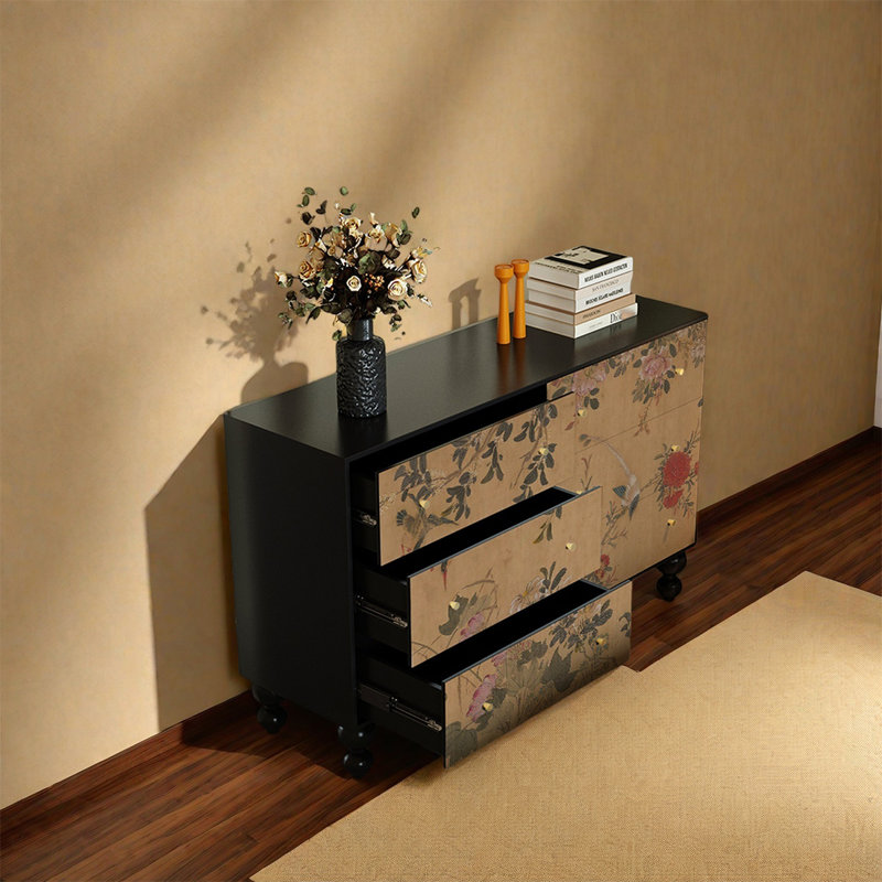 Six Drawer Dining Sideboard, Black