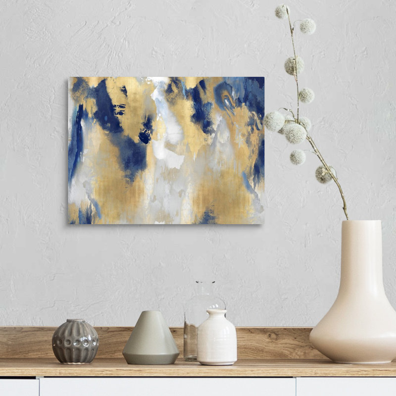 Reproduction d’art sur toile abstraite « taches d’or » par David Moore, H 12 po x l 16 po x P 1,25 po, Toile tendue