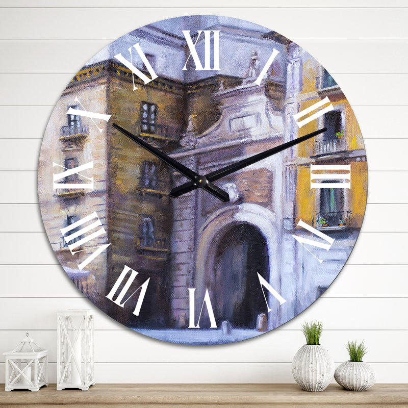 Architectural Arc in Italian City - Colonial Wall Clock, Large