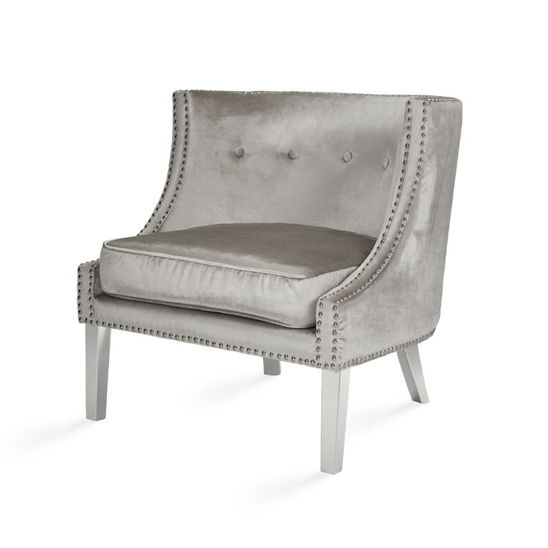 Fauteuil rembourré Cinderford, Velours gris