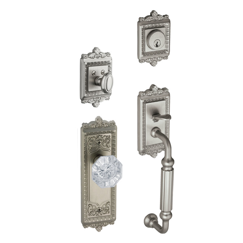Windsor Handle With Knob And Deadbolt, Satin Nickel