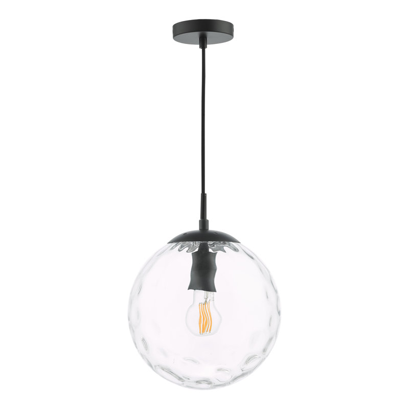 1 - Light Pendant, 170cm H x 25cm W x 25cm D, Matt Black/Clear