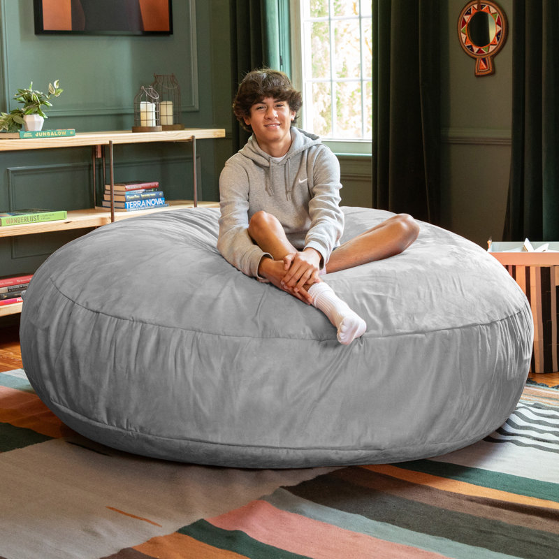 Jaxx 6 Foot Cocoon - 2-in-1 Convertible Bean Bag Bed & Large Bean Bag Chair for Adults , Microsuede Platinum