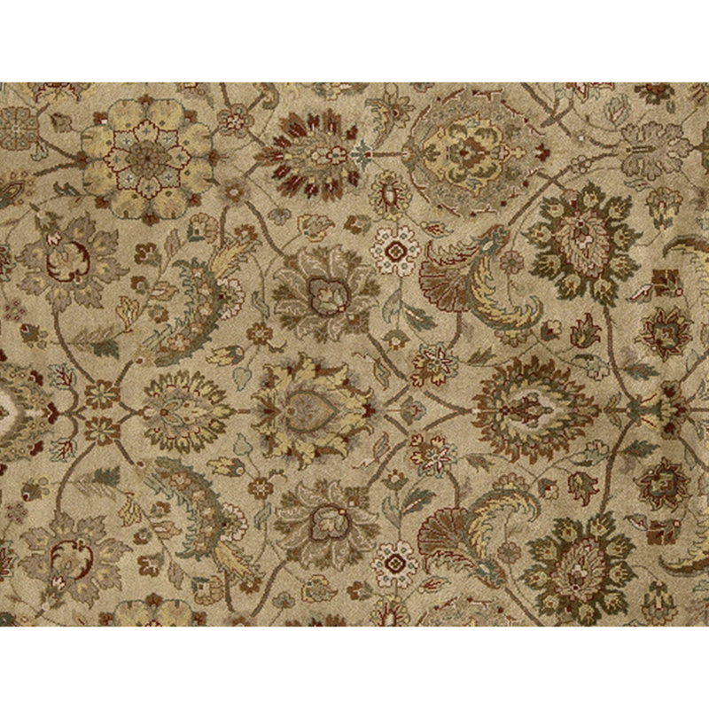 Tapis beige et vert noué à la main de haute qualité