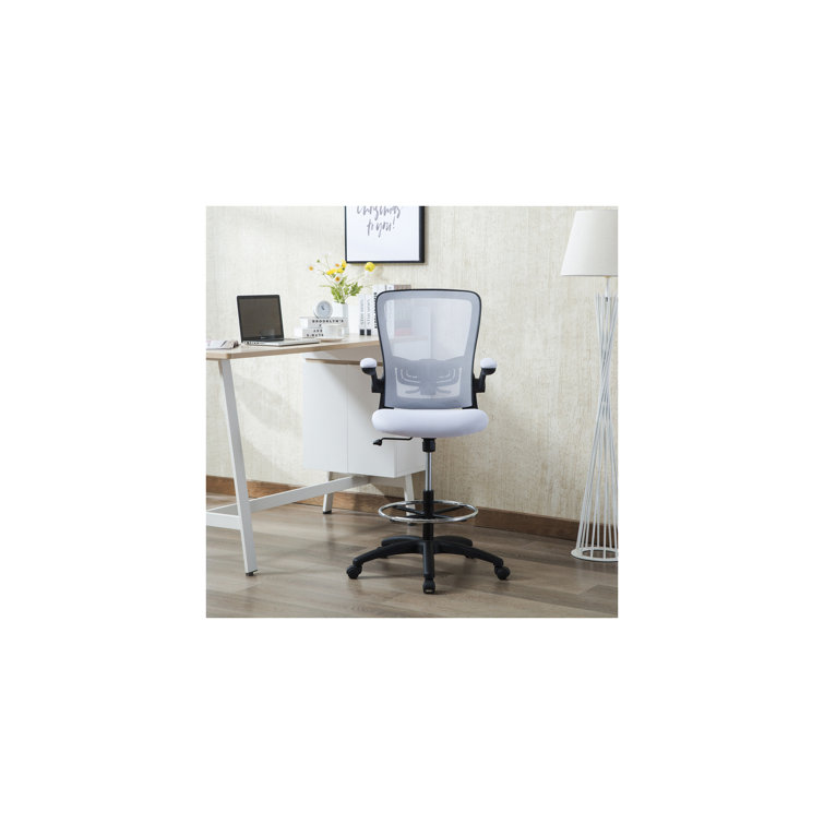 Ergonomic Mesh Drafting Chair - Serena Adjustable, Breathable Mesh, Lumbar  Support, Ergonomic and Height Adjustable Flip-Top Office Chair with Foot  Ring for Maximum Comfort and Productivity - White 