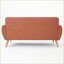 Causeuse en tissu Mid-Century moderne | Point de gaufres à boutons touffetés | Petits espaces l 67,25 po | Orange brûlé