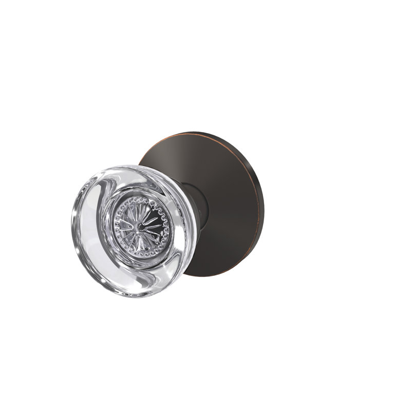 Hobson Non-Turning Glass Knob with Kinsler Trim, Aged Bronze