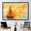 Abstrait bateaux de pêche au coucher du soleil, reproduction d'art sur toile