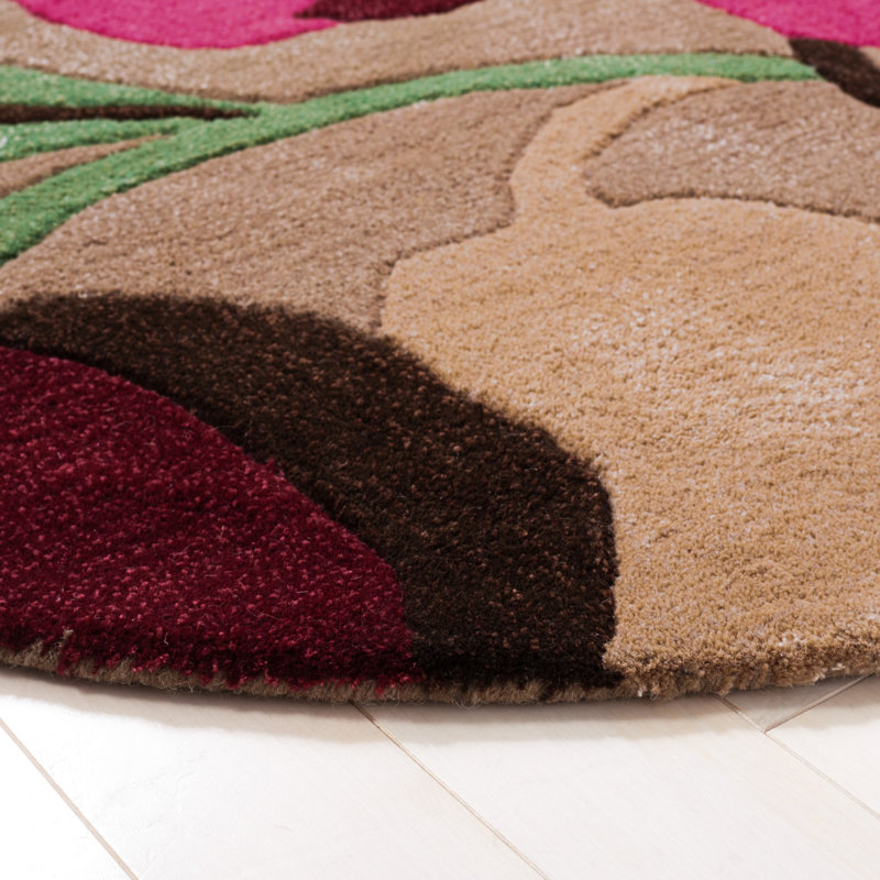 Mccullough Hand Tufted Wool Floral Rug, Round 5'
