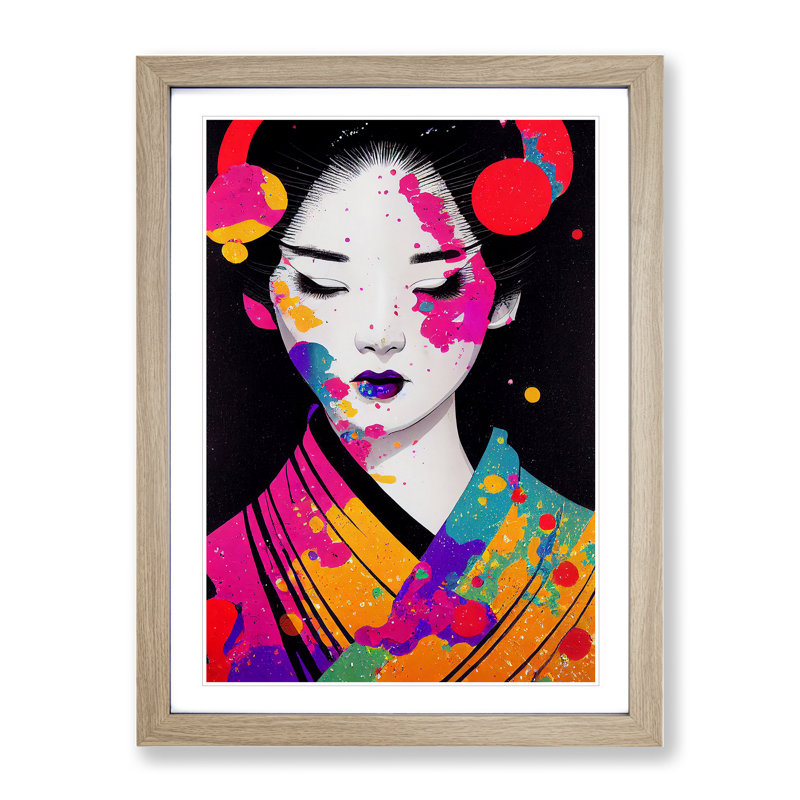Geisha No.5 - Framed Print, 34cm H x 25cm W x 2cm D, Oak