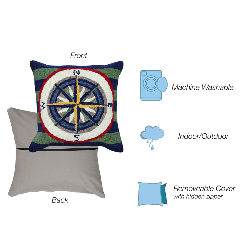 Liora Manne Frontporch Striped Compass Indoor/Outdoor Pillow Multi