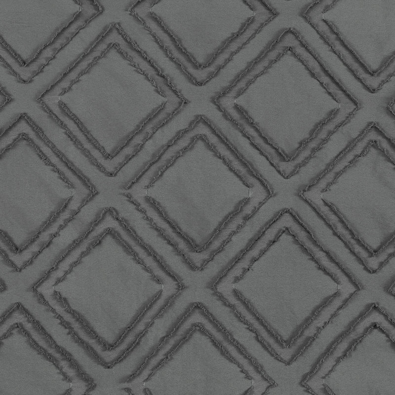 Woven Trends Cortlen Geometric Semi-Sheer Thermal Single Curtain Panel, Charcoal, 42" W x 84" L