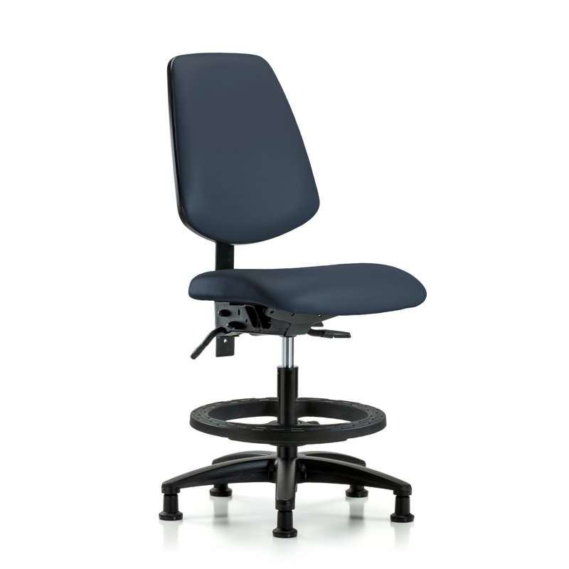 Agnes Vinyl Drafting Chair, Glides, Imperial Blue, Not Included