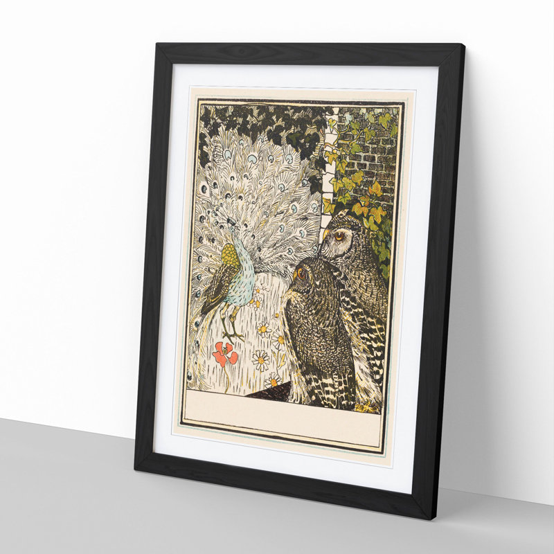 Showing off Peacock by Theo Van Hoytema - Framed Print, 65cm H x 48cm W x 2cm D, Black Framed
