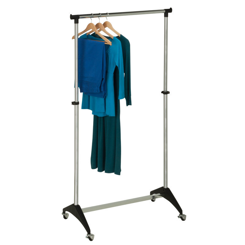 Mikole 33.9'' Metal Rolling Clothing Rack, Chrome