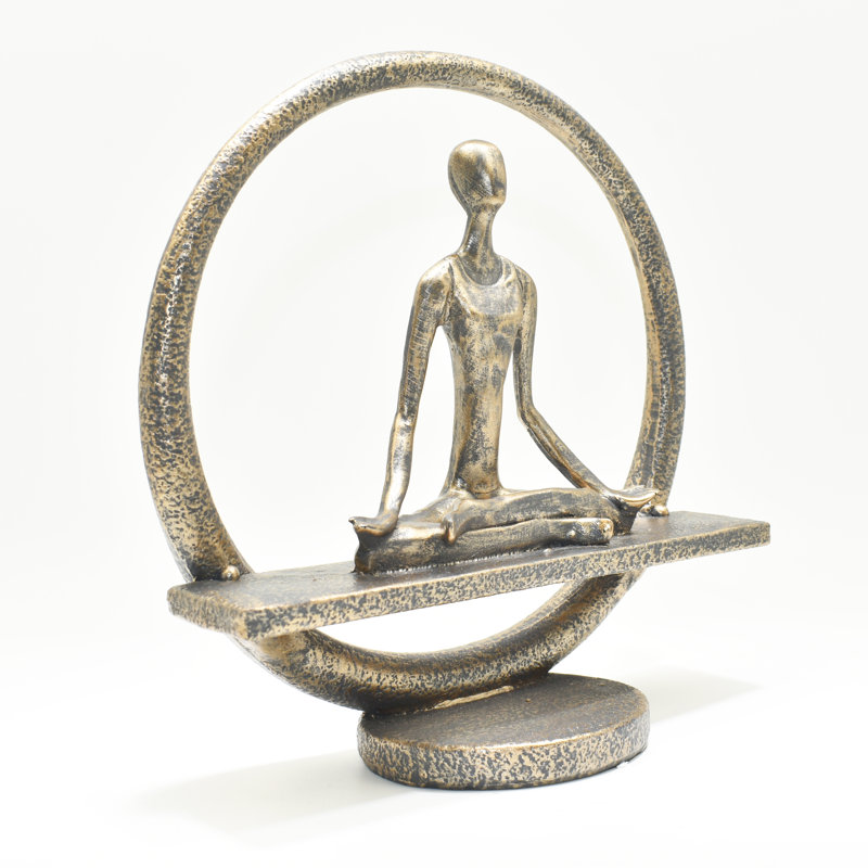 Sculpture Adam et ses amis, cercle de méditation et de yoga | 1 pièce, Étain, H 7 po x l 2 po x P 4 po 