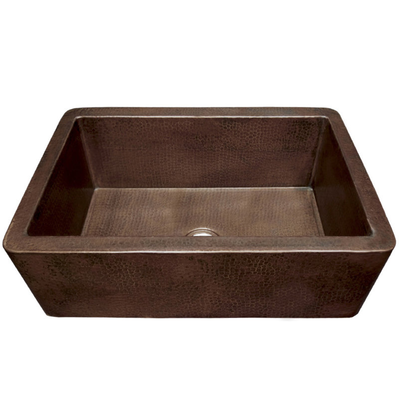 Évier de cuisine à tablier L 30 po x l 19 po, Cuivre antique