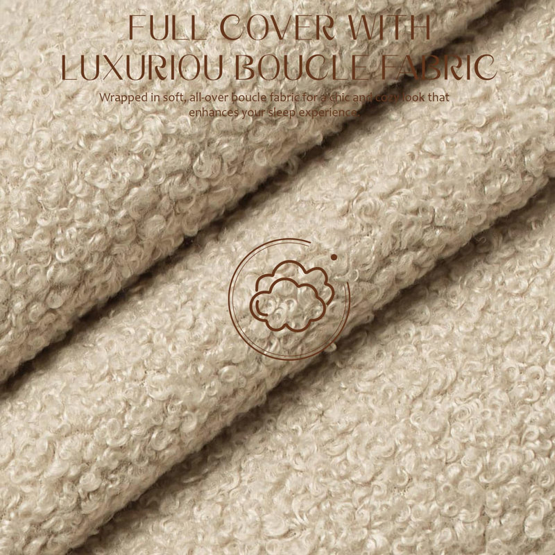 Lit nuage bouclé doux de style crème, Grand lit, Khaki