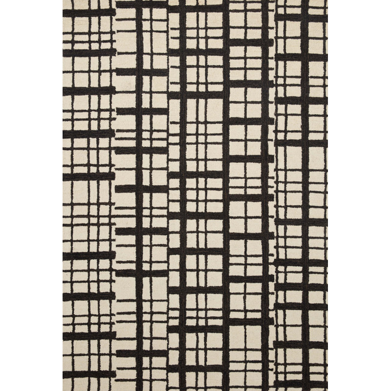 Chris Loves Julia x Loloi Polly Checkered Hand Tufted Jute/Sisal/Wool Black/Ivory Area Rug, Rectangle 8'6" x 11'6"