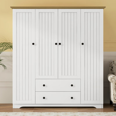 Armoire penderie 4 portes avec 2 tiroirs