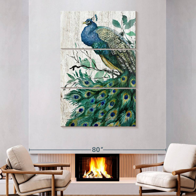 Brampt Wooden Peacock, 74" H x 48" W