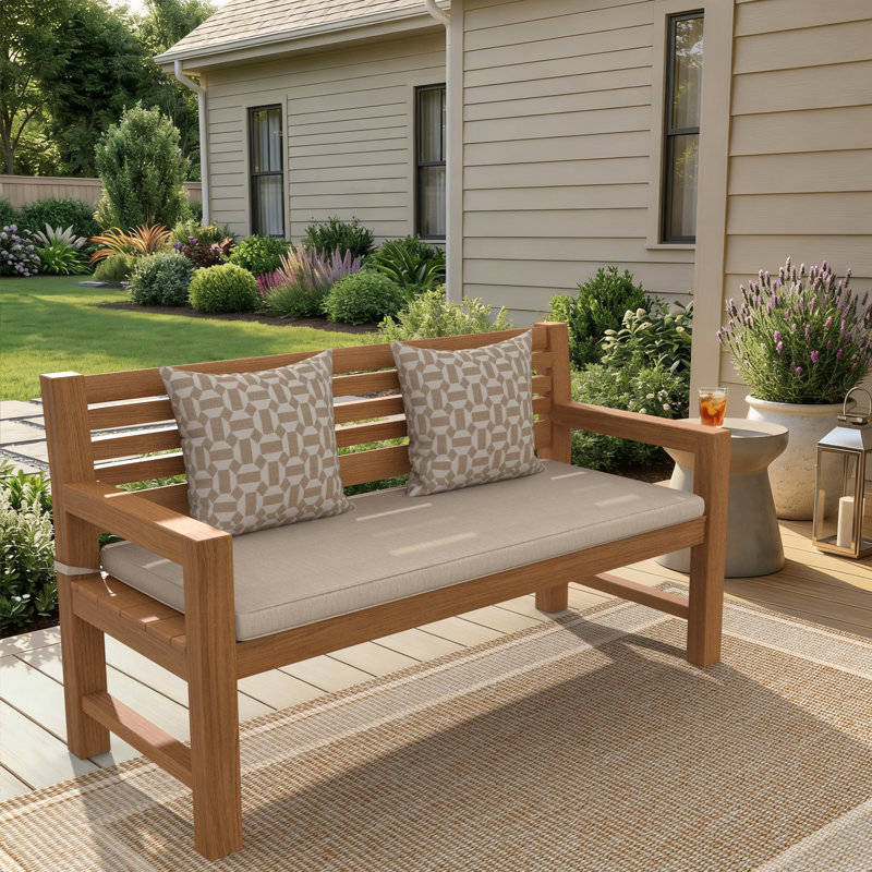 Sunbrella® Indoor/Outdoor Bench Seat Cushion, 3" Thick, 40" W x 17" D, Sunbrella® Canvas Flax