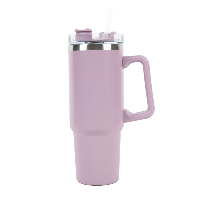 Envie Hydratation 30 oz Tasse de voyage isotherme en acier inoxydable avec paille, Mauve