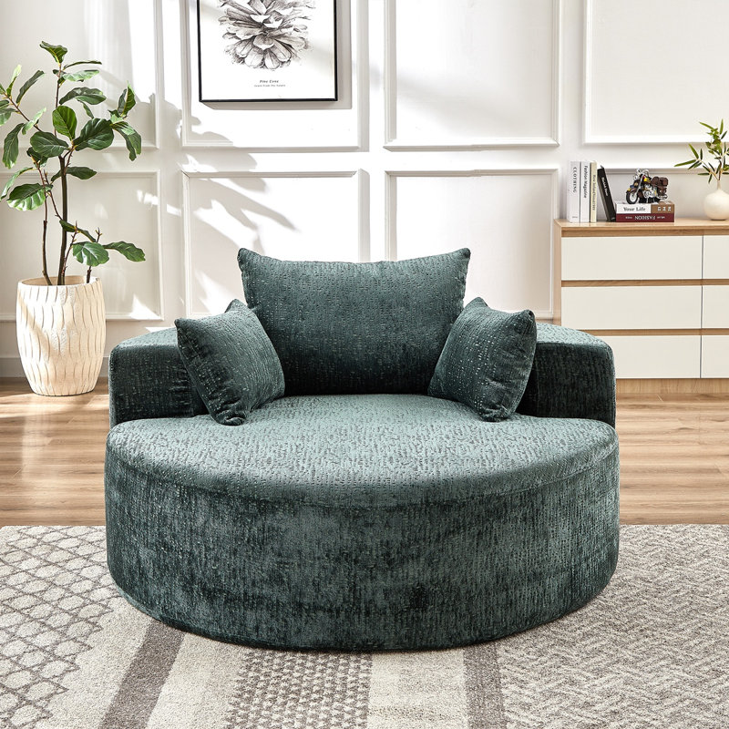Canapé simple en éponge en velours côtelé de 55 po Fontanez, H 35 po x l 55 po x P 55 po, Velours côtelé vert