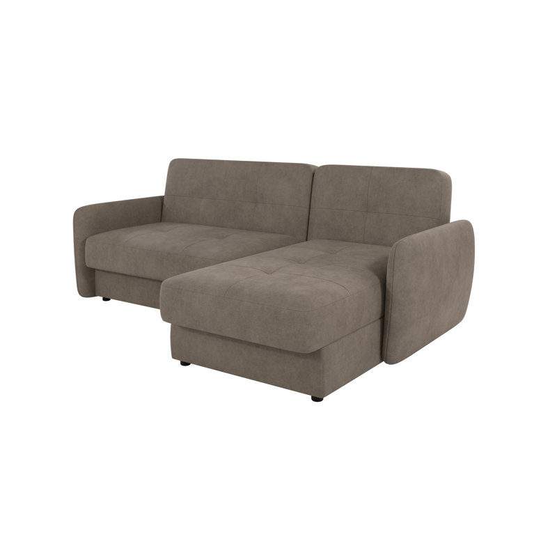 Modern Corner Chaise Sofa Jumbo with Sleeping Function And Storage, Dark Beige, Right Hand Facing